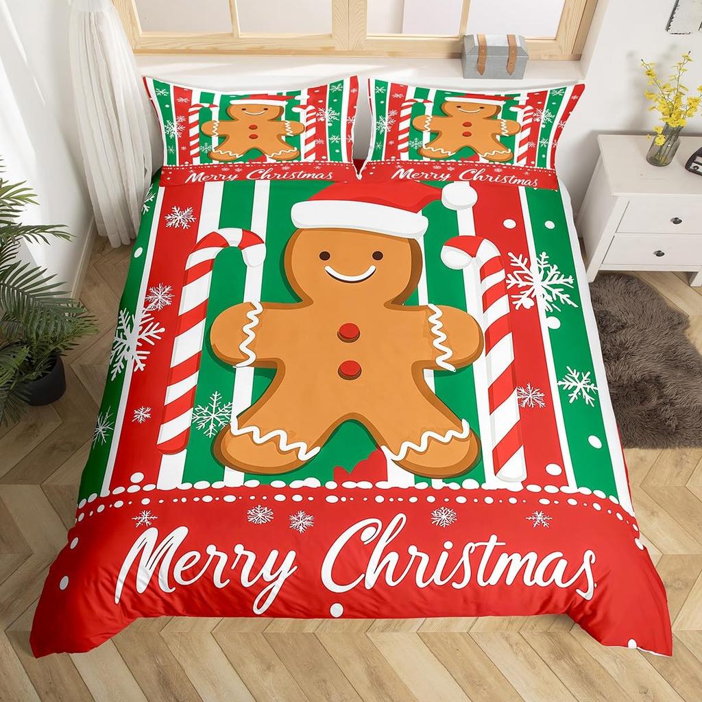 Gingerbread Duvet Cover Sets for Kids Queen Quilt Covers Lightweight Down Bedroom Decor 2 Pillowcases 1 Duvet Cover No Comforter