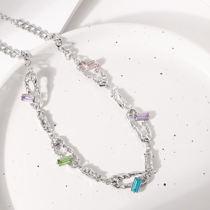 

Sweet Cool Diamond Splicing Pin Necklace Light Luxury Niche Hip Hop Necklace Spice Girl Personality Dark Wind Collarbone Chain