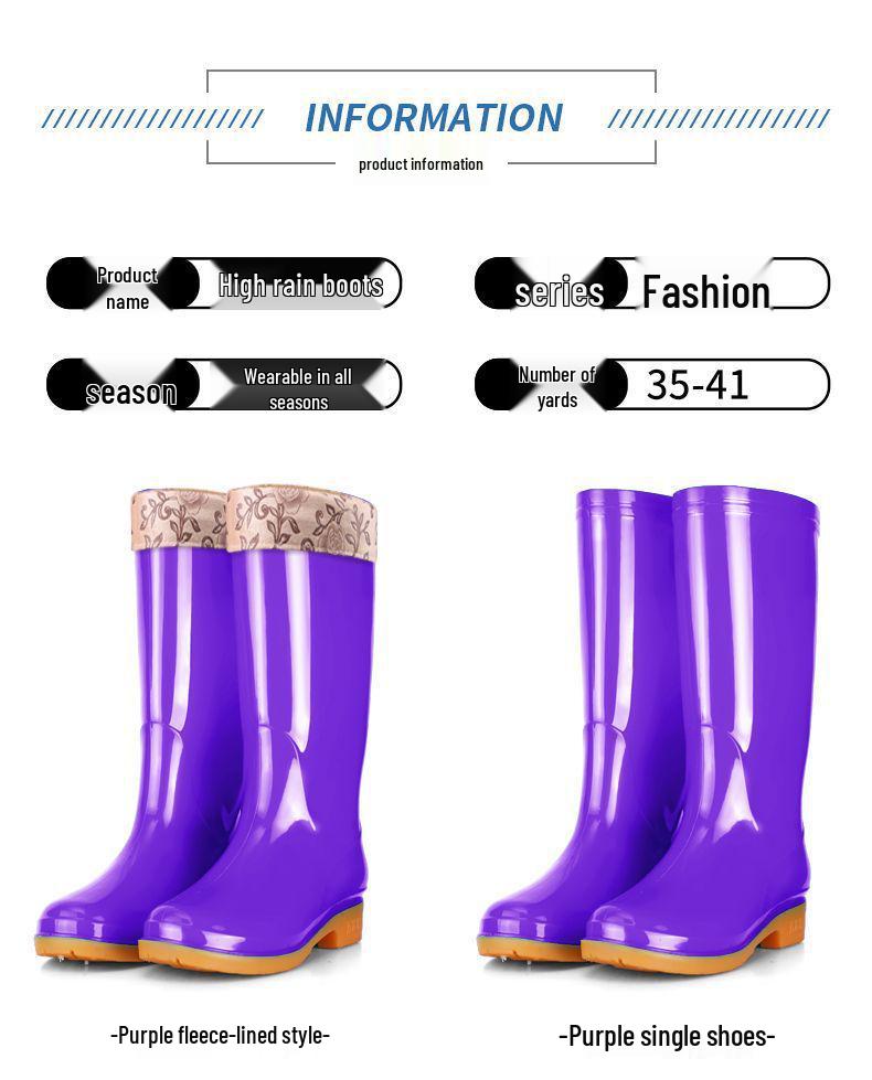 Dámské fleecem podšité protiskluzové nepromokavé gumové holínky s vysokým svrškem