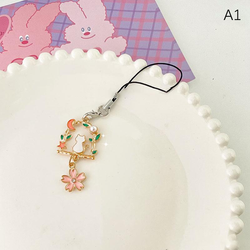 Cute Flower Phone Rope Keychain Pendant Phone Case Strap Women Girls Telephone Jewelry Anti-Lost Lanyard Hanging Cord Keychain