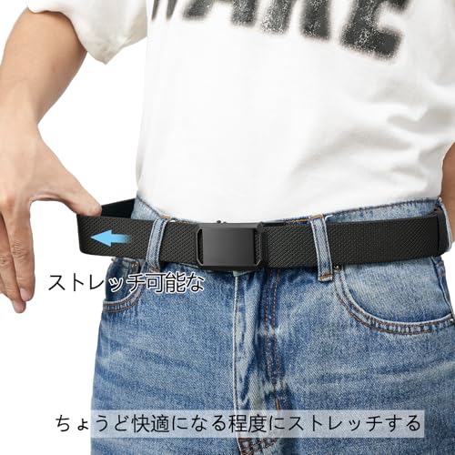 LionVII Men's Stretchable Belt - Auto-Lock Nylon Belt for Work, Sports, Hiking, Golf - Outdoor Belt for Workwear, Stretchy, No Holes, Stepless Adjustm
