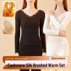 Women's Lace V-neck Warm Lingerie Set: Seamless Slimming Antibacterial Base Layer for Autumn and Winter