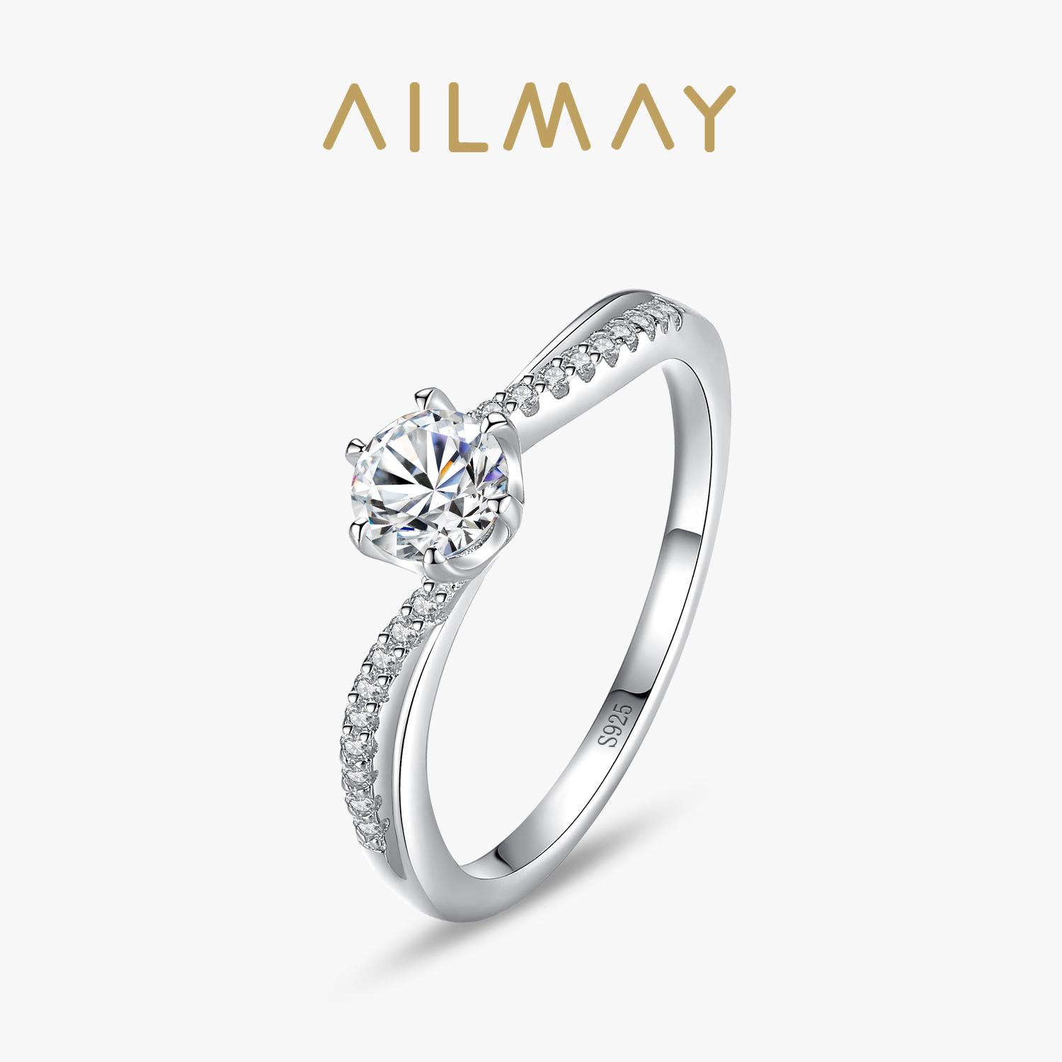 

Ailmay Dazzling Sparkling Engagement Finger Rings Authentic 925 Silver Clear Zircon Rings Fine Female Fashion Jewelry 6