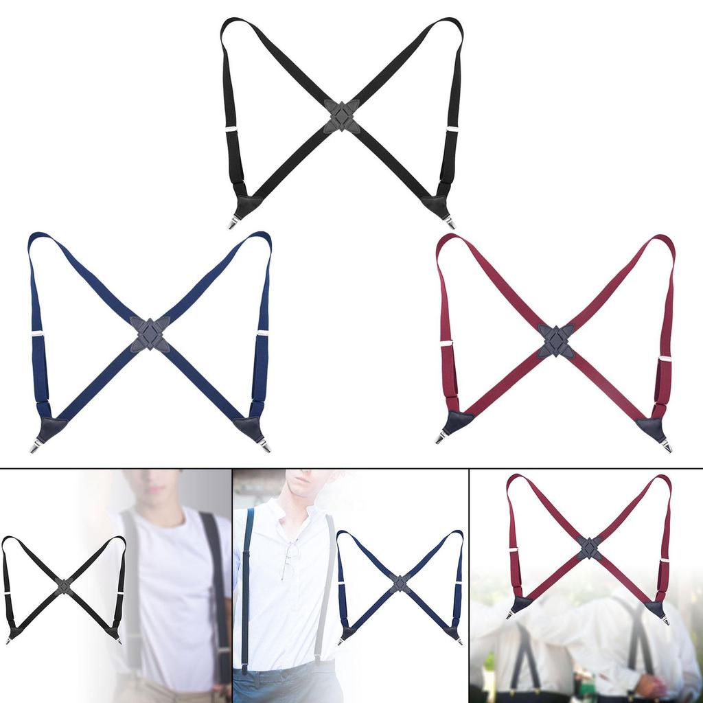 Suspenders for Men Women Trouser Pants Braces x Shaped 2.5cm Width Portable Elastic Straps for Wedding Costume Party