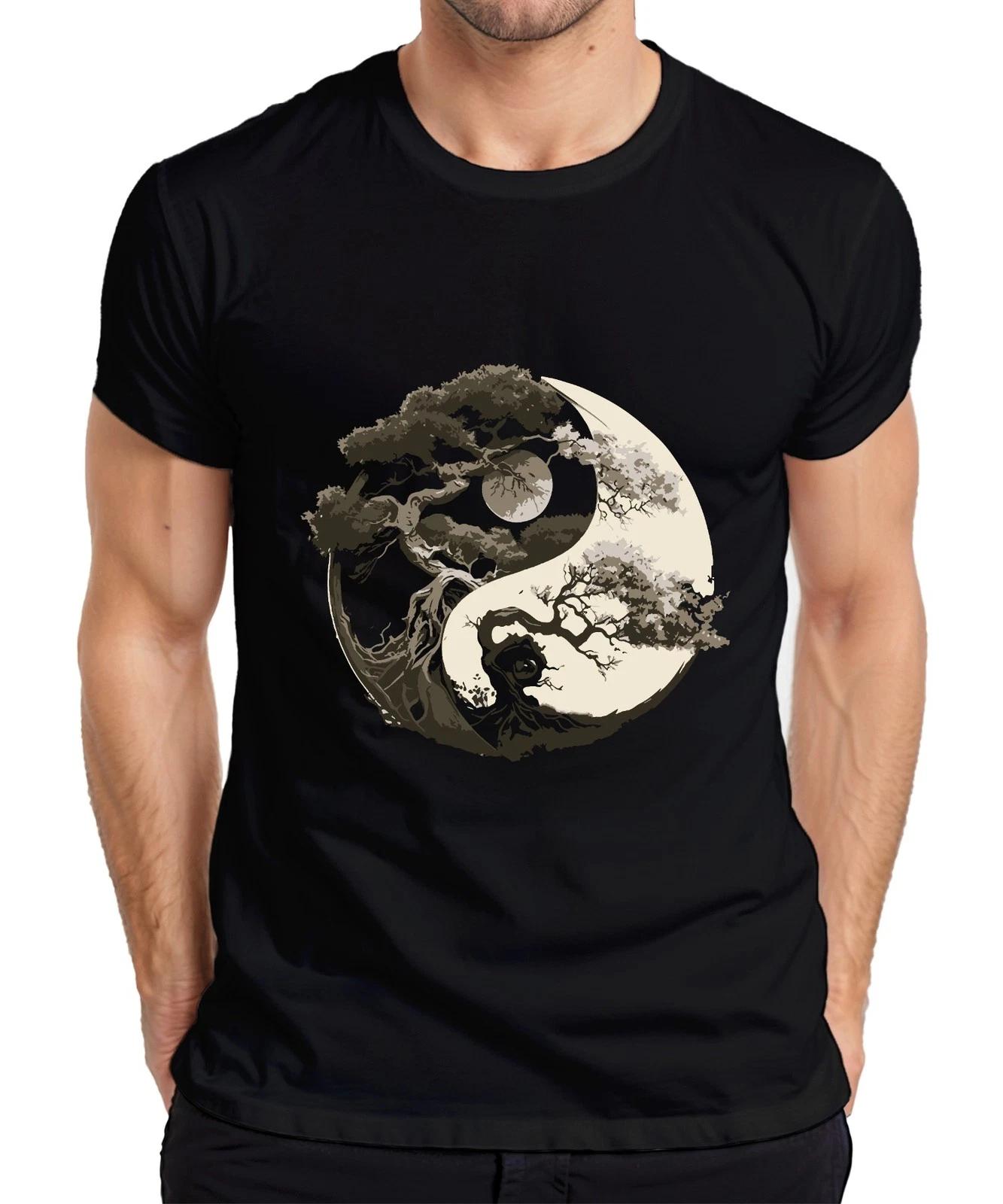 Baum des Lebens Yin Yang Mond Zen Balance Natur Meditation Yoga Herren T-Shirt L