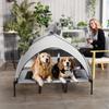 Elevated Dog Bed Tent with Canopy, 3-Sided Textilene, Carrying Bag, 122 X 92 X 94 Cm, Light Grey