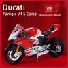 Maisto 1:18 Ducati Panigle V4 S Diavel Kawasaki Ninja H2 R Modelos de Motocicleta Brinquedos Colecionáveis Hobbies