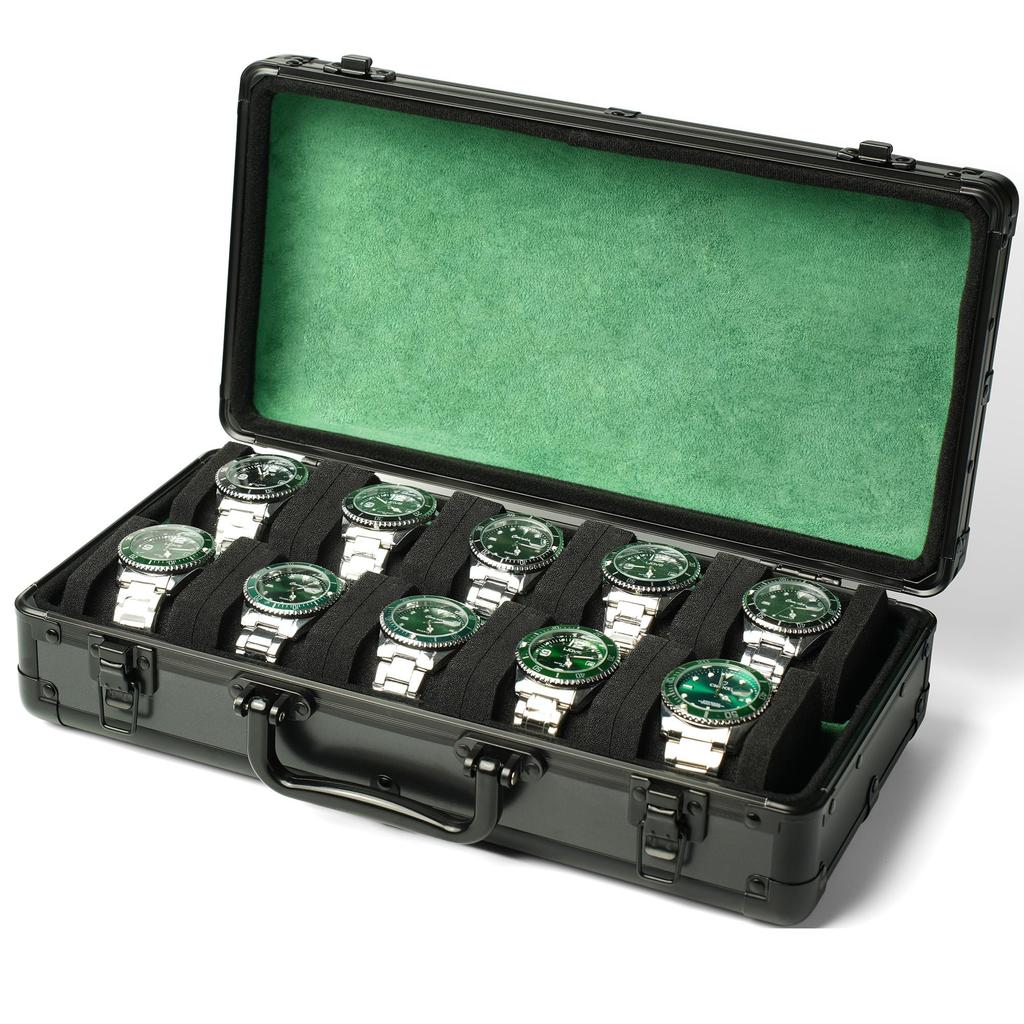 AUKURA Watch Organizer Aluminum Watch Storage Hard Watch Travel Padded Case for Watch Display and 10 Slots Case, Box, Box, Organization,