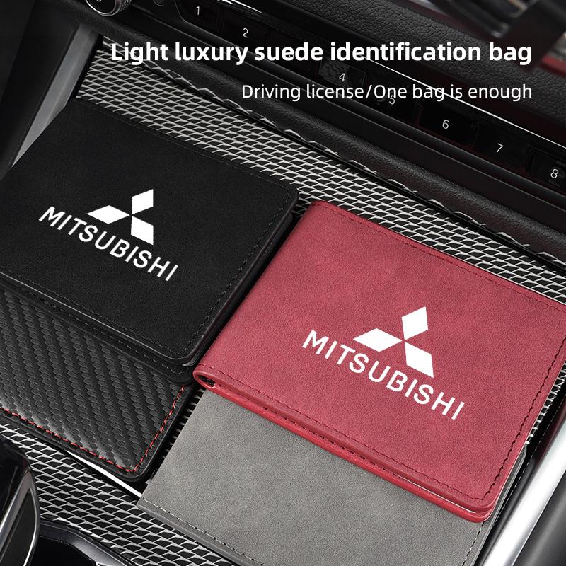 Car Driver License Suede Leather Bag Auto Driving Documents Wallet For Mitsubishi Lancer Ralliart ASX Mirage Pajero Xpander
