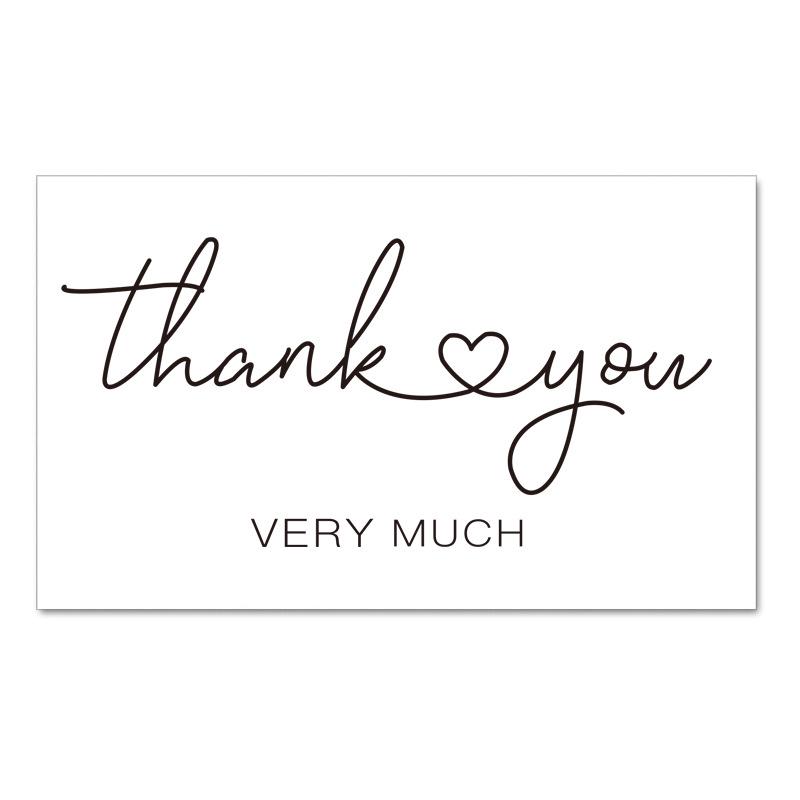 50-Pack White Thank You Greeting Cards for Holiday Gift Packaging and Decoration
