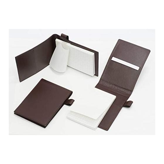 Recycled Leather Mini Notebook Cover (Brown) with Fabric Pen Case (Red) and Euro-Style Brass Parts Knock-Type Mechanical Pencil Set (Red)