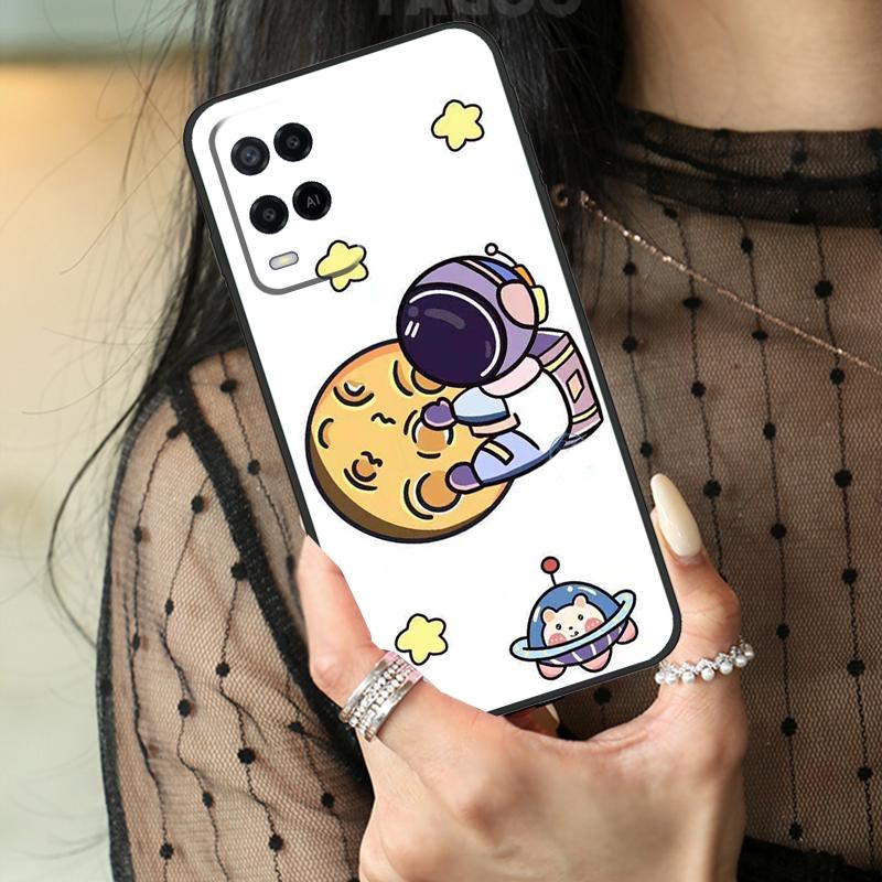 Astronaut Spaceship Case For Oppo A80 A60 A40 A17 A57 A77 A74 A54 A94 A78 A98 A18 A38 A58 A96 A76 A16 A15 A5 Pro