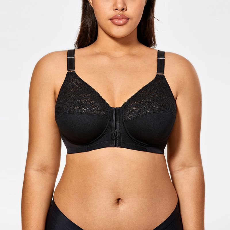 

Удобный бюстгальтер тонкий с полной чашкой на пуговицах спереди без косточек хлопковая подкладка жилет большой бюстгальтер 85C чёрный