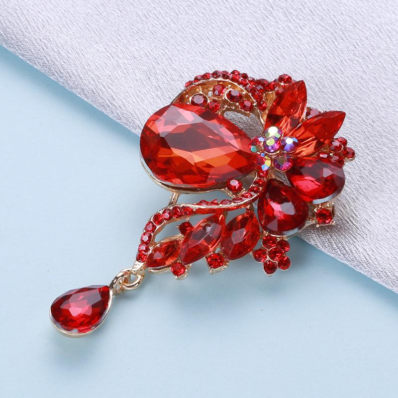 African Exaggerated Personality Colored Large Crystal Glass Brooch Fashion Brooch Women'S Clothing Accessories