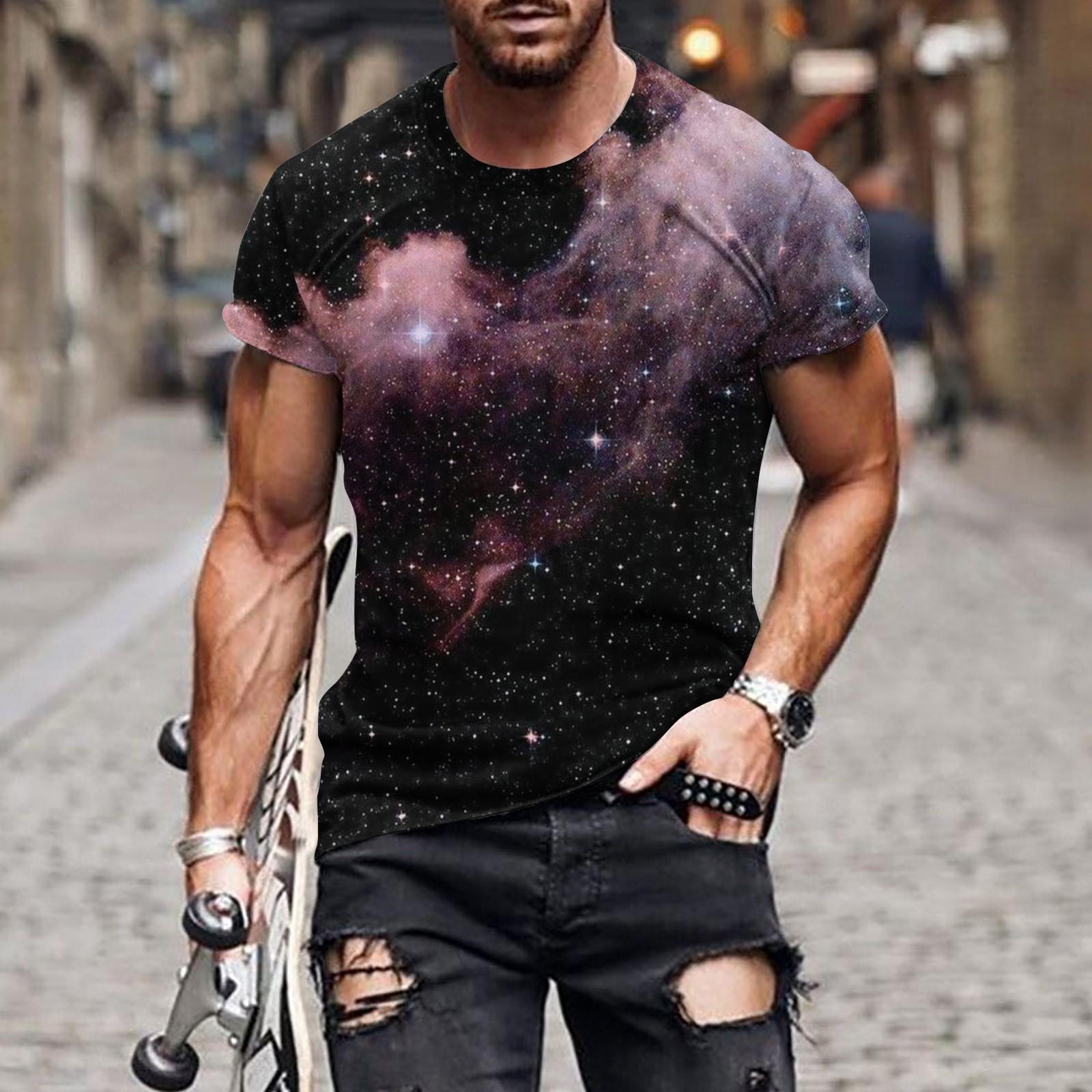 

Футболка с короткими рукавами в европейском и американском стиле с круглым вырезом и цветным принтом L розовый