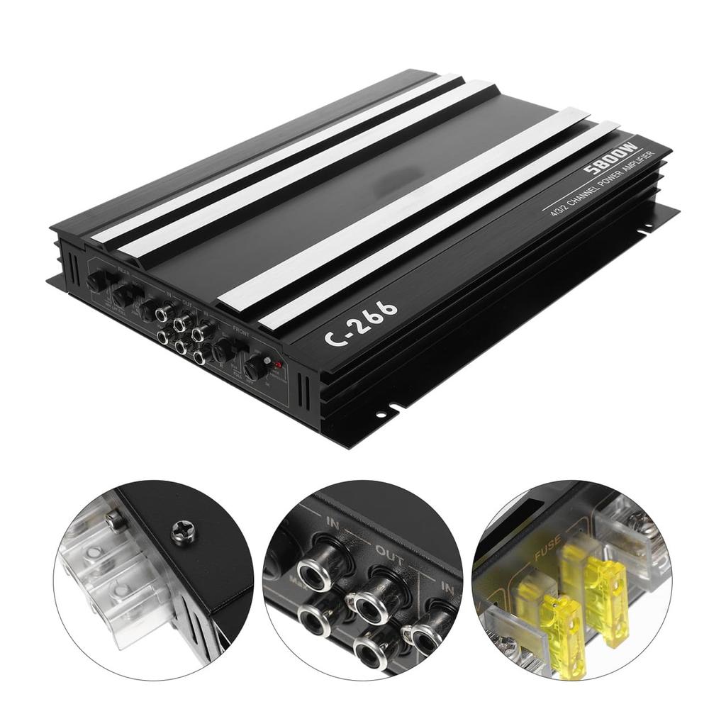 VORCOOL C-266 5800W Stereo 4 Ohm 4-Channel Aluminum Car Audio Amplifier