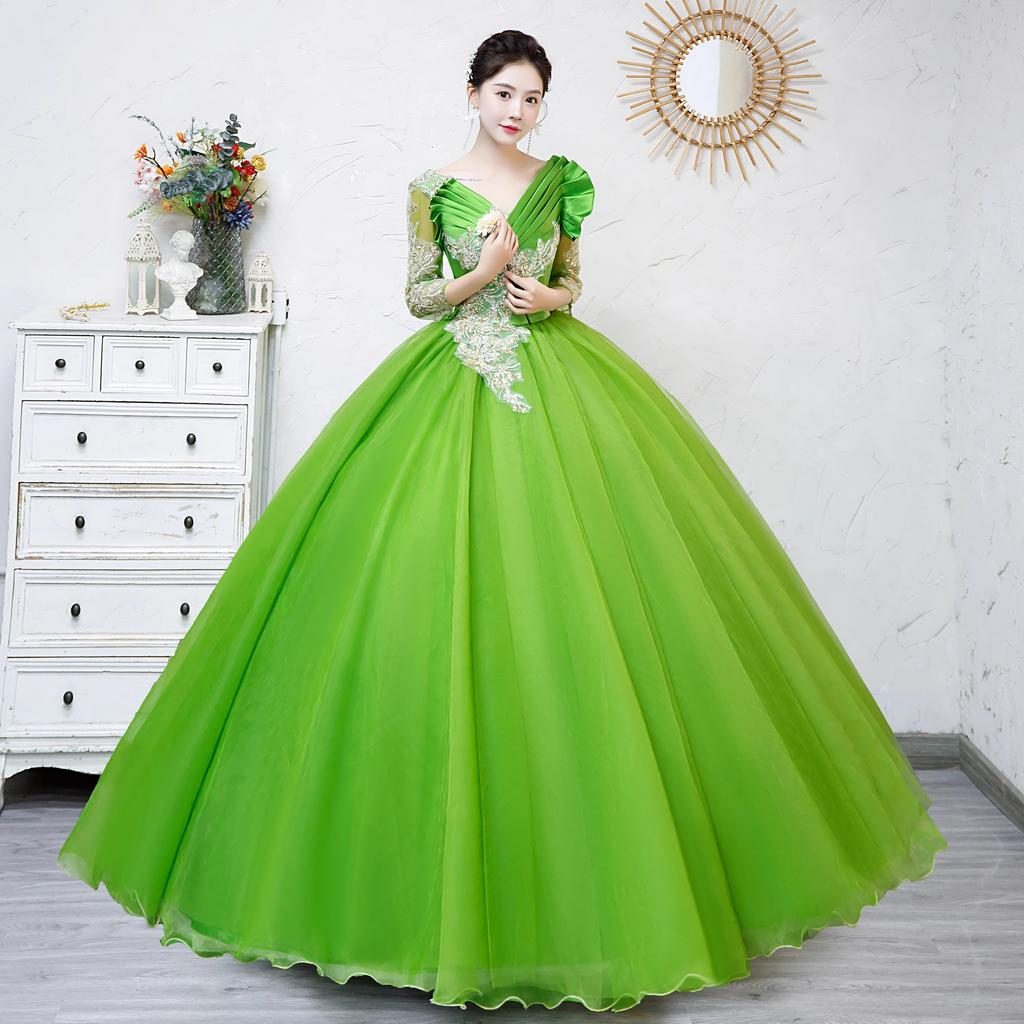 Student Art Exam Evening Dress 1011 New Green Tutu Dress Solo Performance Dress Singing Bel Canto Dress
