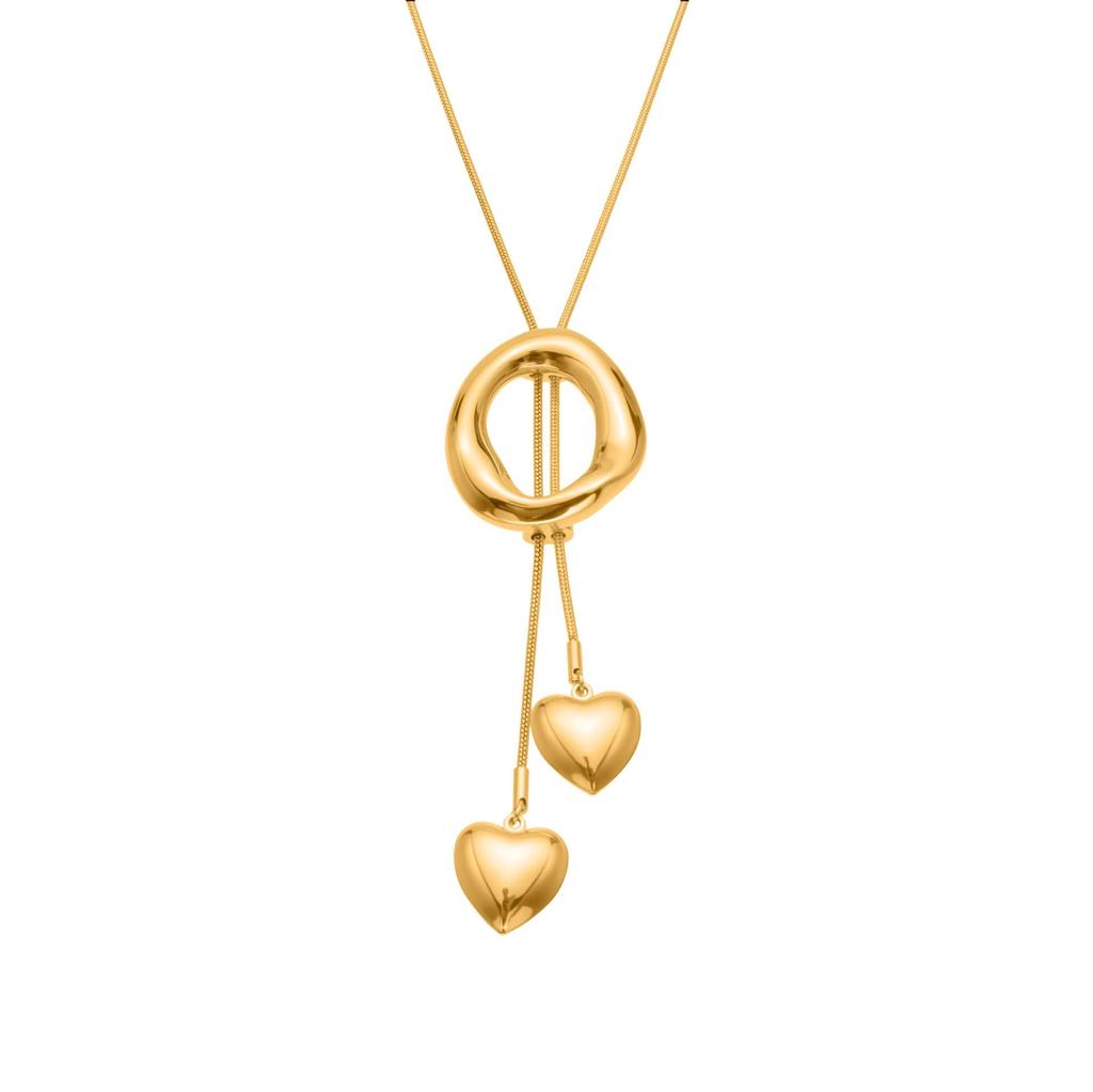 Qiong Yao Long Irregular Circle Heart Tassel Sweater Chain Fashionable Stainless Steel Necklace