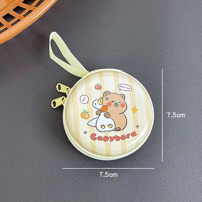 

Милый мультяшный кошелек для монет на молнии из жести Capibala Mini, сумка для мелочи, портативная сумка для наушников, милая детская сумка для монет и ключей Capybara