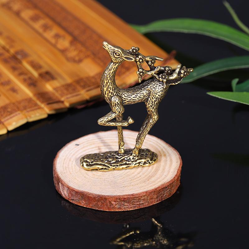 

Разбогатейте до конца ремесленная скульптура, украшение из чистой меди в виде оленя, латунная статуэтка оленя сика, лося