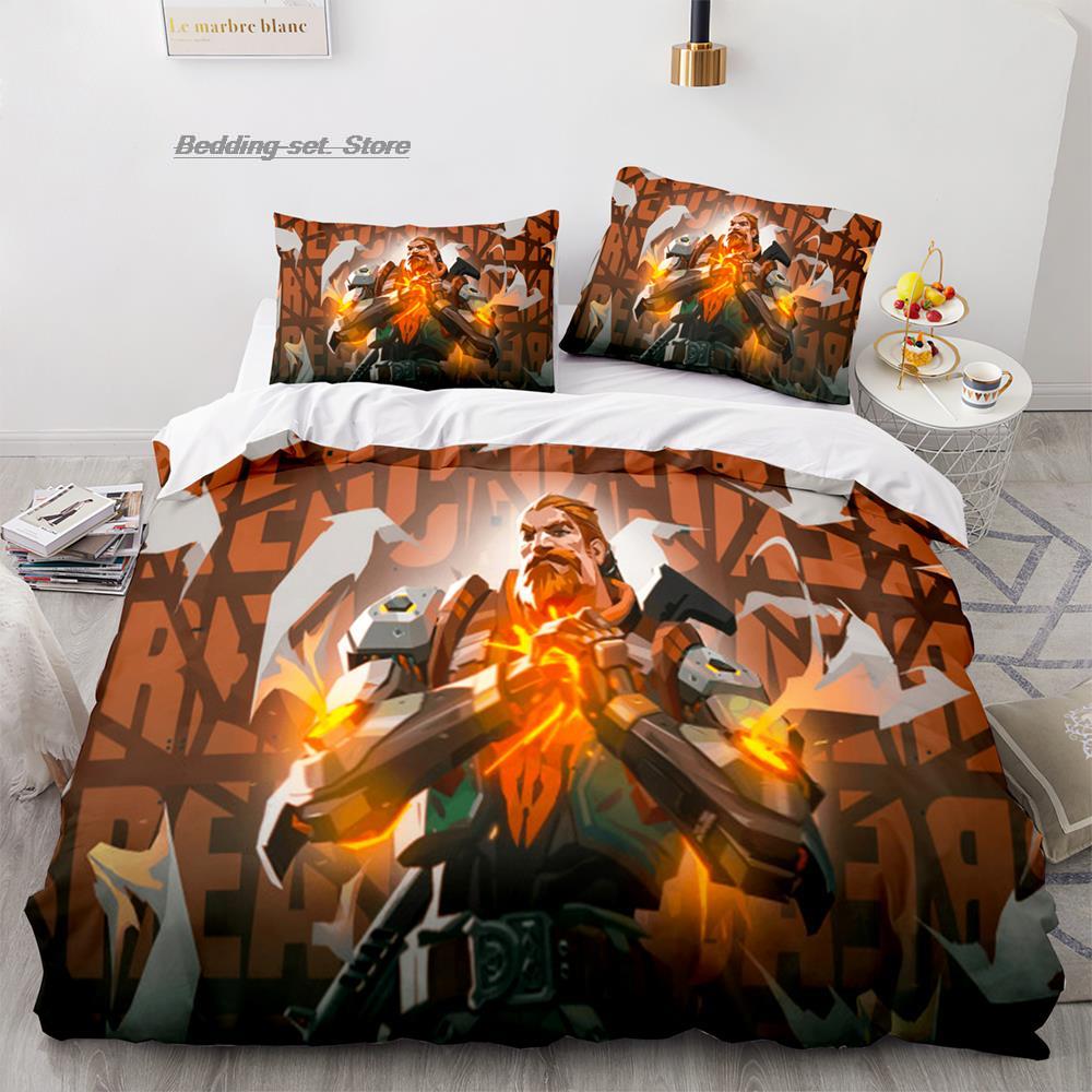 Gaming Valorant Bedding Set Single Twin Full Queen King Size Bed Set Aldult Kid Bedroom Duvetcover Sets 3D Print Anime 037