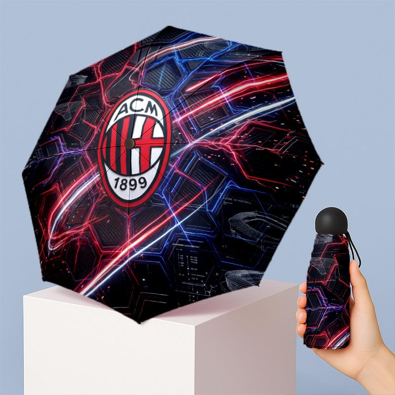 AC Milan Pattern Printed Mini 5 Folds 8 Ribs Compact Umbrella Windproof Waterproof Lightweight Portable Folding