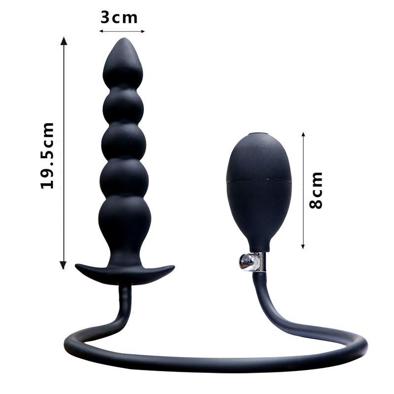 Extra Long Silicone Beaded Inflatable Anal Plug Toy