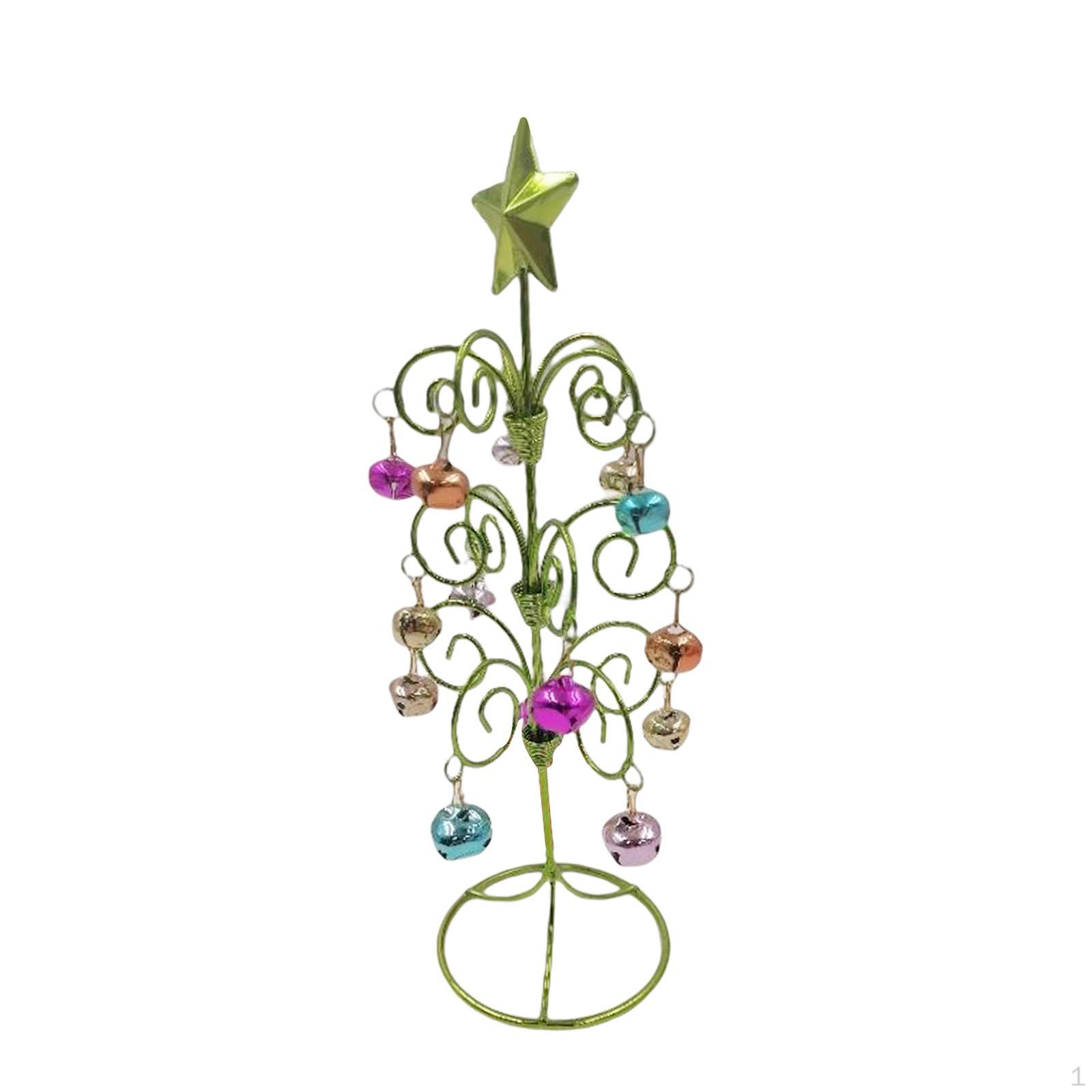 

Christmas Tree Desktop Xmas Tree, Crafts Art with Bell Ornament for Table Centerpiece Bedroom Home Green