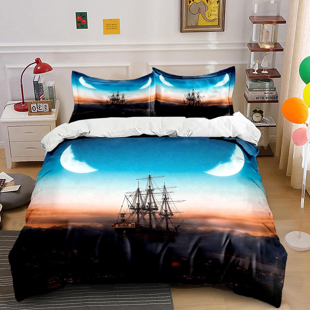 Vintage Ship Art Decor Set Soft Comfortable Duvet Cover Bedding Set Included 1*Duvet Cover & 2*Pillowcases, Gift