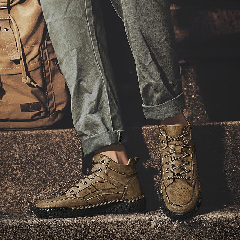 Cizme din piele naturală lucrate manual Pantofi pentru bărbați Botine confortabile pentru bărbați Pantofi ocazional Pantofi pentru scule de exterior