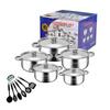 Stainless Steel Cookware Set 10-Piece Gold Handle Soup Pot Kit With Lids Modern Kitchenware Gas Electric Induction