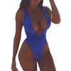 Women V-Neck Solid Volor Jumpsuit Push-Up Beach  Bandage Bikini  Swimwe