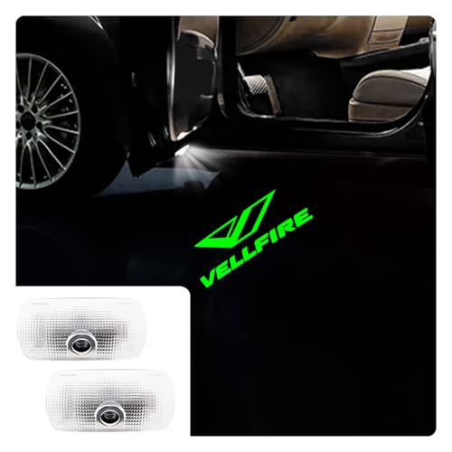Vellfire Courtesy Light, Car Courtesy Lamp, Fade-Resistant LED Logo Projection Courtesy Light, Door Light, Set of 2 with Tools, Compatible with N