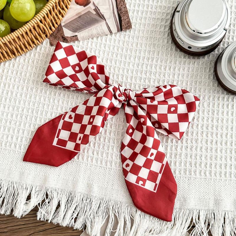 Silk Scarf Versatile Tie Hair Bow Braided Hair Band Tied Bag Streamer with Shirt Small Collar Silk Scarf Waist Belt