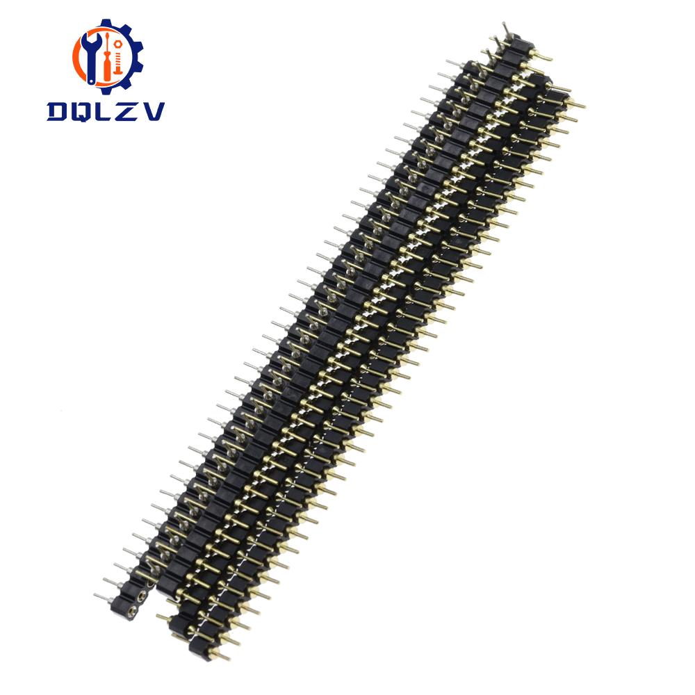 5PCS 1*40Pin 2.54MM Pitch Single Row Female/Male SMD Straight Needle Round Hole Pin Header Copper Foot Gold-Plated