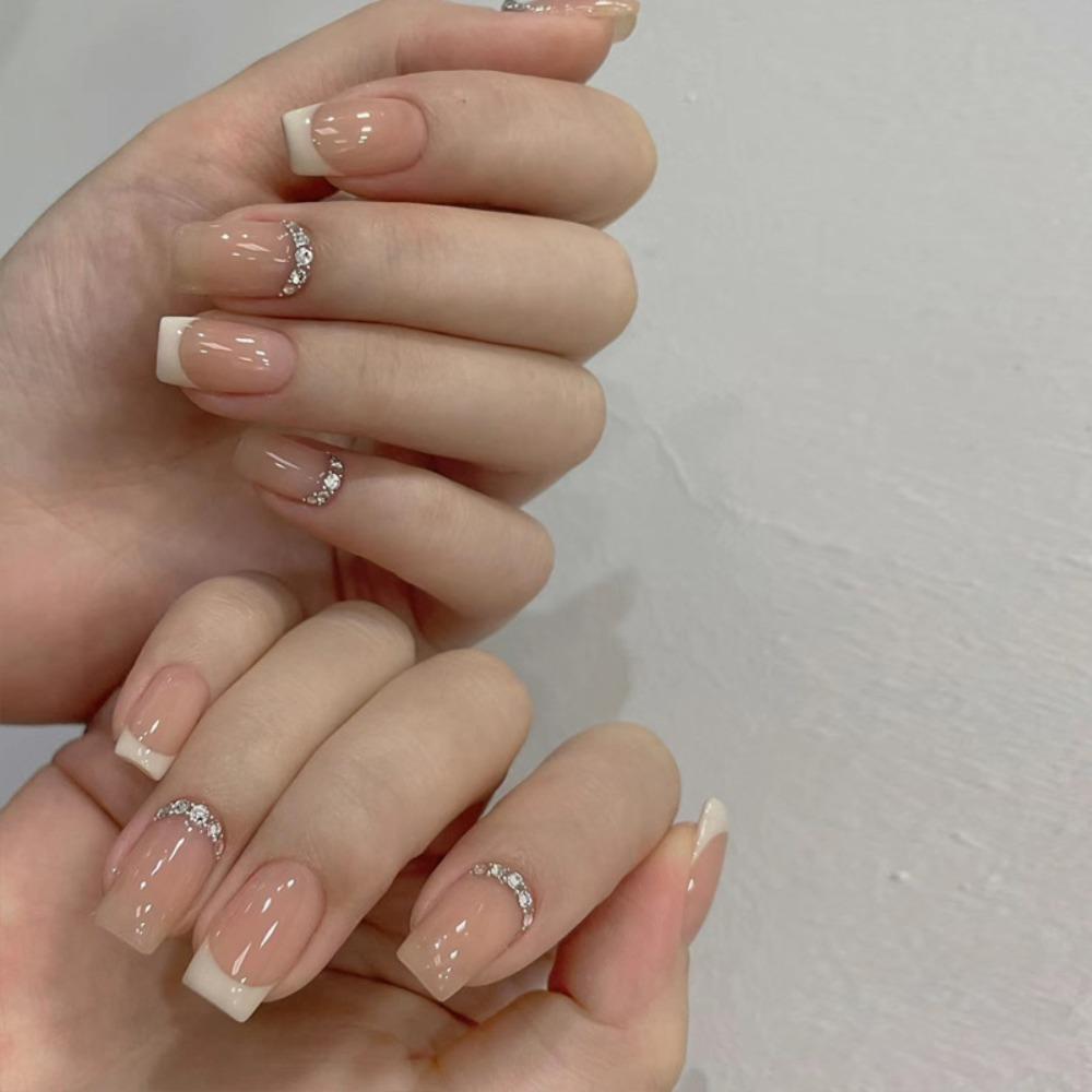 

Квадратная головка французские накладные ногти средней длины накладные ногти водонепроницаемые накладные ногти для женщин