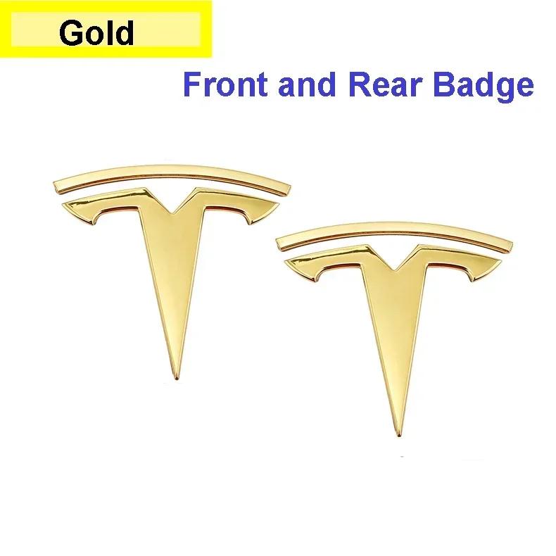 Bilklistremerke Tesla Metall Dekkbart Frontlogo Embleme Klistremerke for Tesla Modell 3 Modell Y Bakre Bagasjeromsskilt Karbonfiber Dekal Eksteriør