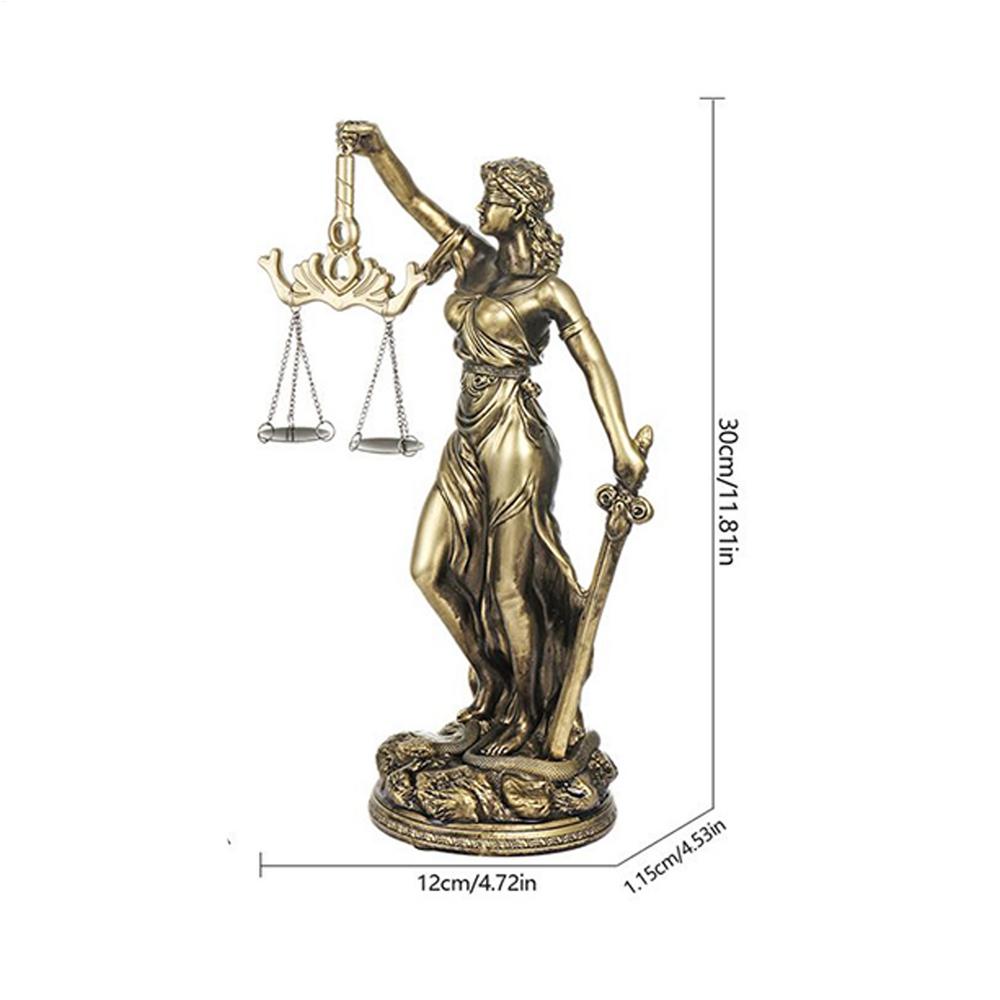 Статуэтка Леди Правосудие из смолы Европейский стиль Богиня Правосудия Настольная скульптура Скульптура Весы Правосудия Для дома Офиса Декор S золотой