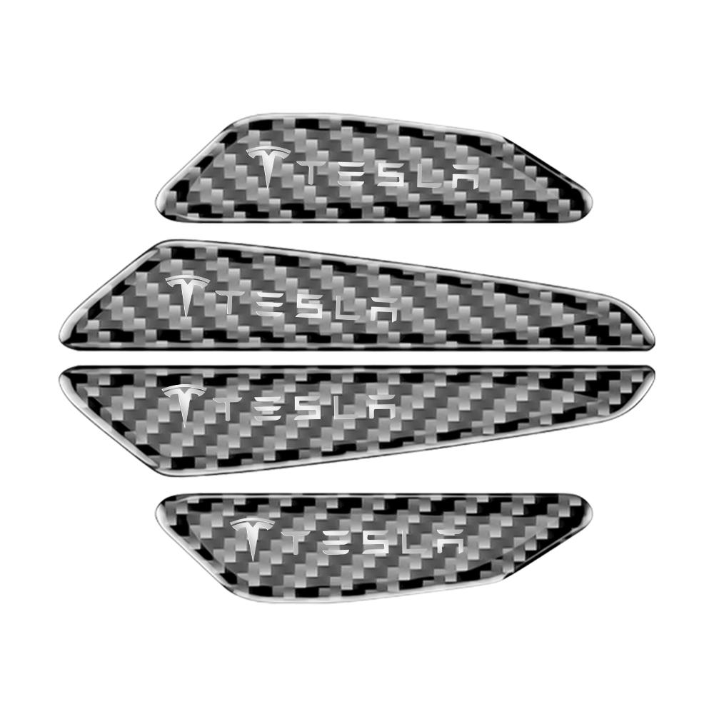 

4pcs Carbon Fiber Car Door Anti-collision Scratch Protector Strips Sticker For Tesla Model 3 Model S Model X Model Y 2020 2021