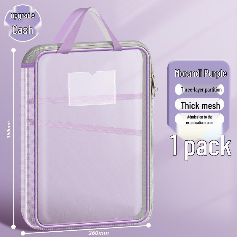 L-Shaped Large Capacity Transparent Student Homework and File Storage Bag Upgraded Handheld