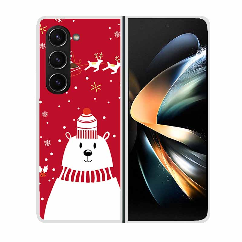 Christmas Cover For Samsung Galaxy Z Fold 5 5G Cases ZFold3 4 2 Clear Plastic Hard Back Cases For Samsung Z Fold 3 Phone Covers