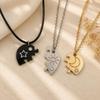 Sun Moon Star Heart Puzzle Matching Necklace Set 3 Piece Sparkly Rhinestone for Family Parent-child Matching Jewelry