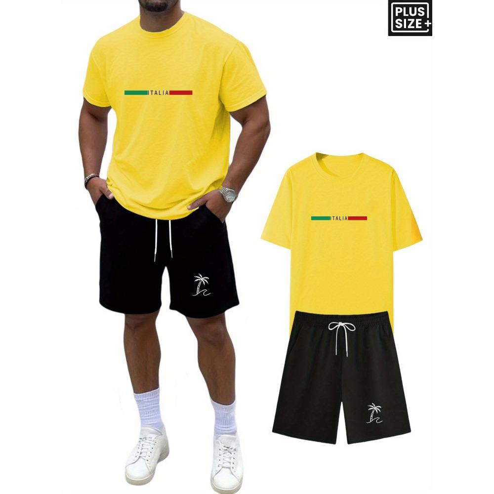 

Summer New Hot Selling Plus Size Men s Regular Fit Short Sleeved and Shorts Set with Printed Patterns, Casual, Fashionable and Comfortable XXL