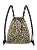 Anderweltliche Pelzpompons Turnbeutel [Braun Leopard]