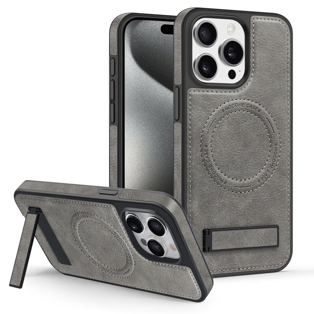 Leather Bracket for IPhone 16 Mobile Phone Case Apple 15PROMAX Crystal Shield Magnetic Suction Cover 14