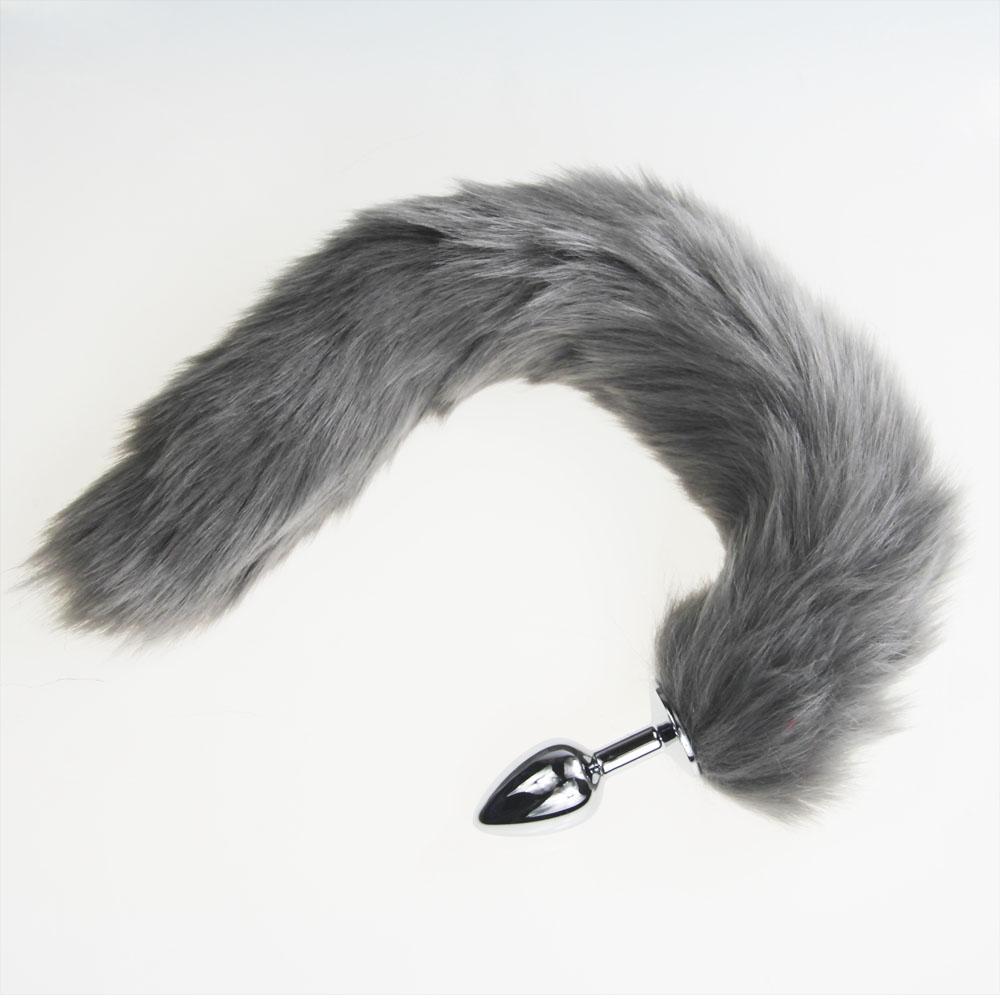 Gray Fox/Dog Tail Metal Furry Anal Plug Sexy Toys Butt Plug BDSM Flirt Anus Plug For Women WILD Cat Tail Adult Toy Stim