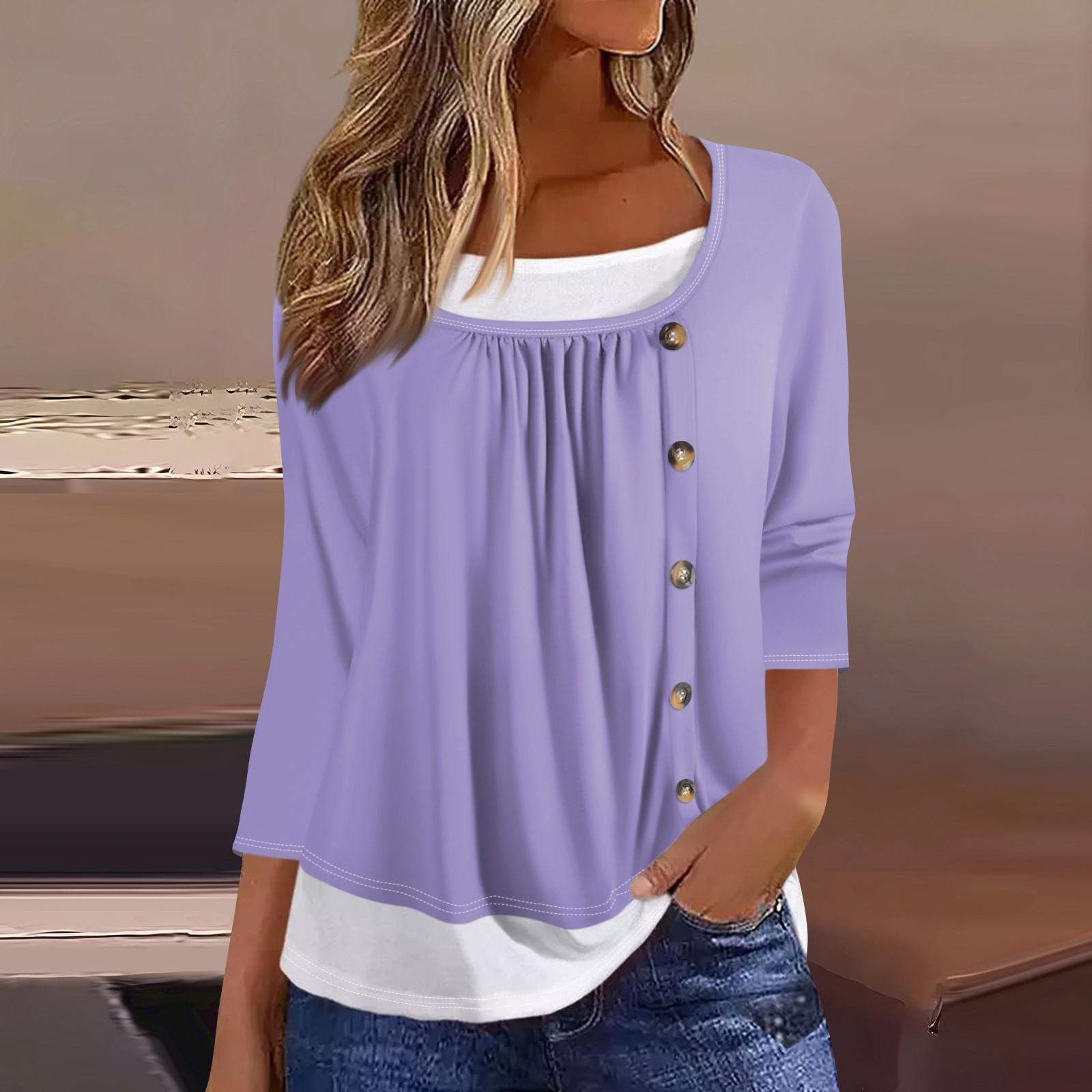 

Жіноча футболка з принтом і рукавами 3/4, підроблені двійки, щоденна мода на вихідні, базовий звичайний топ XXXL