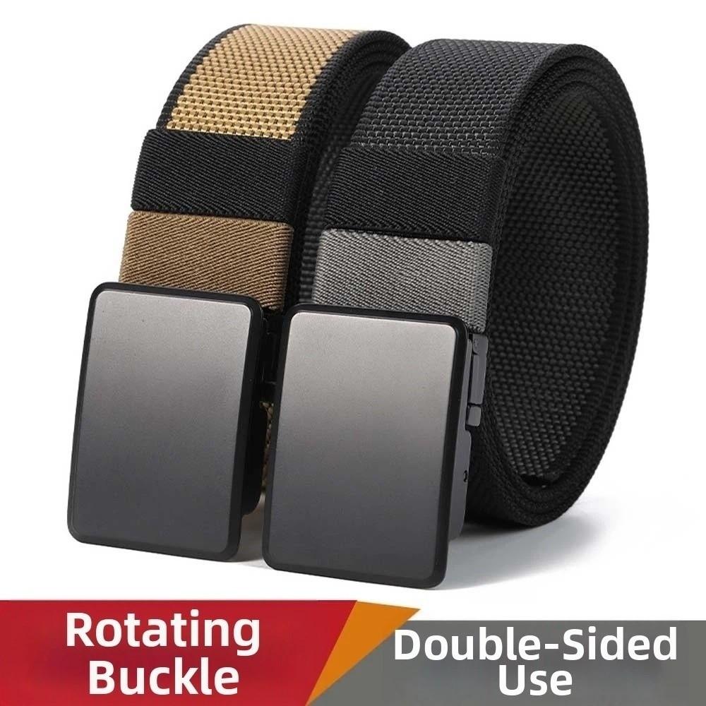 Contrast Color Both Sides Available Belt Zinc Zinc Alloy Nylon Waistband Classic Men Weaving Belt  Boys