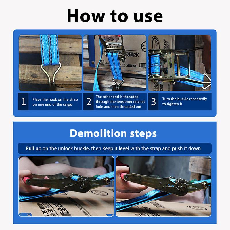 Truck Tie Down Straps 15m Wear-Resistant Ratchet Strap Thickened Truck Straps Cargo Straps Self-Locking Rope Tightener For