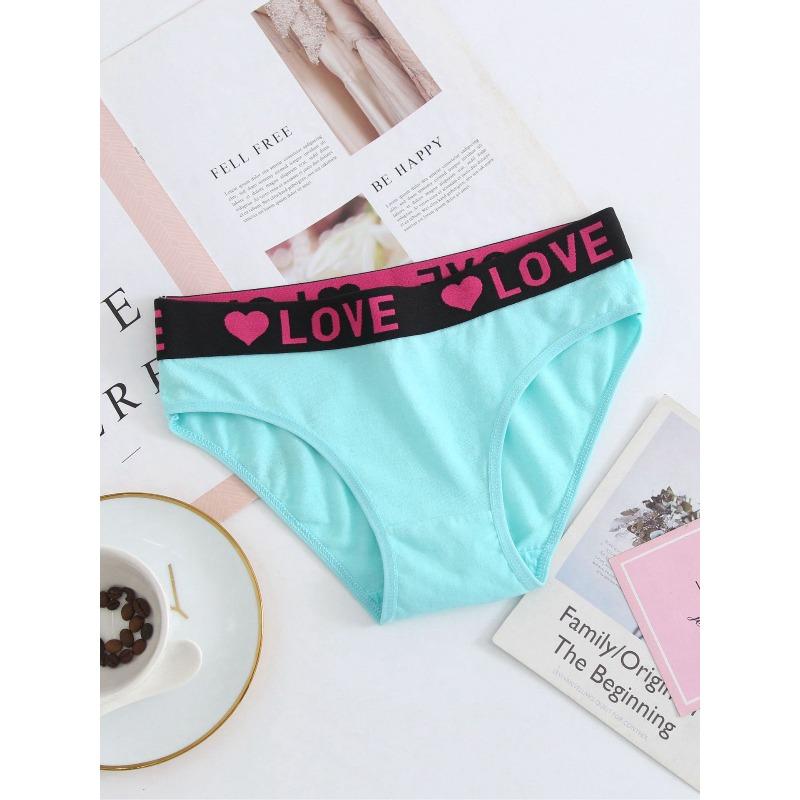 Ladies Spring and Summer Simple Love Comfortable Breathable Sports Waist Triangle Briefs